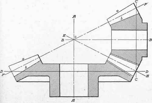 Fig. 271. Cross Section of Pair of Bevel Gears