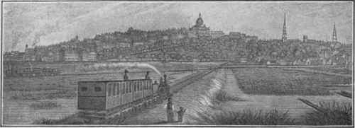 Boston Back Bay about 1845. Since filled in and made the most fashionable residence section of the city.
