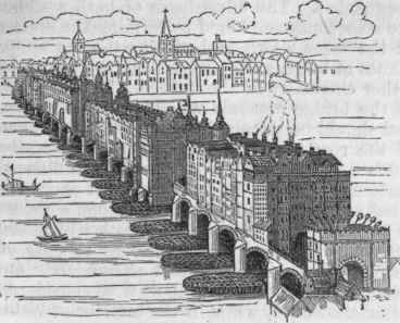 Old London Bridge in 1616.