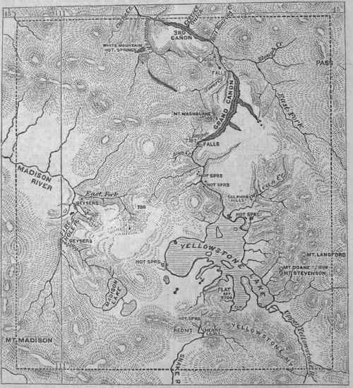 Map of the Yellowstone National Park.