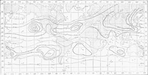 Diagram VII. Isobars and Prevailing Winds for January. February, and March.