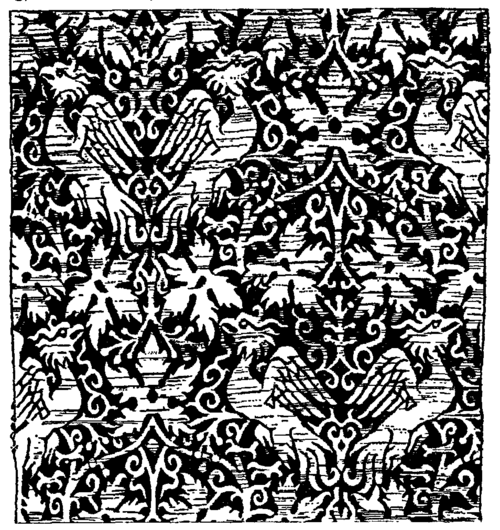 Fig. 4.  Piece of blue satin brocaded with gold threads.