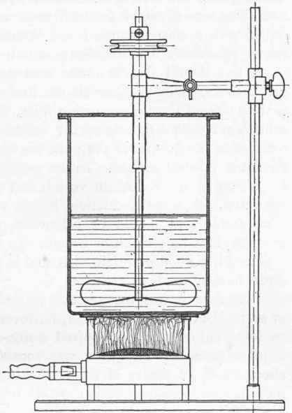 Fig. 5. Apparatus with propeller stirrer for reductions by Bechamp Brimmeyr method.