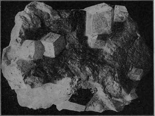 Mica schist with garnets. Nearly natural size.