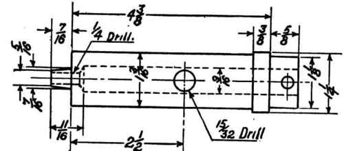 Dimensional drawing of plunger for clay heading.