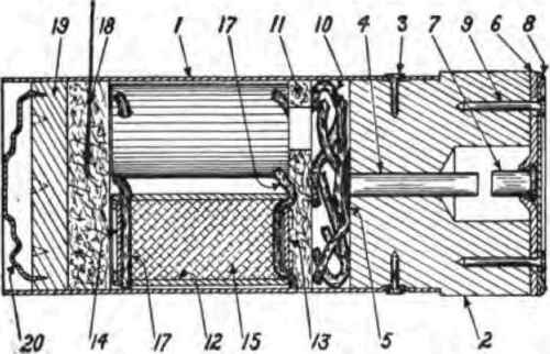 Sectional drawing of three star rifle light.
